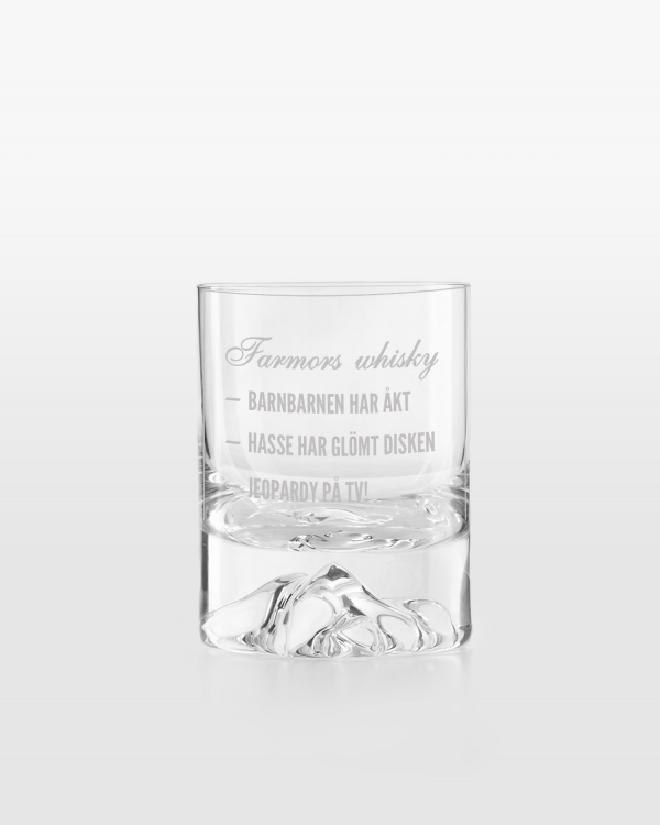 Whiskyglas som graveras med personlig text