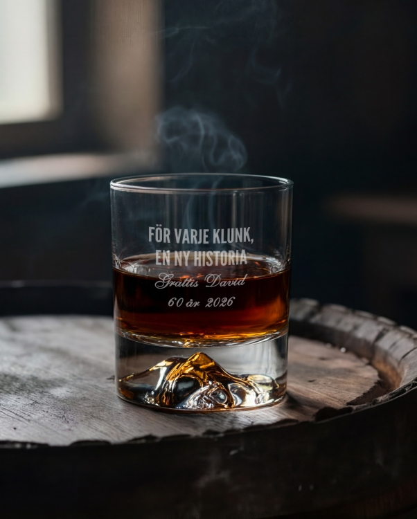 Graverat whiskyglas med namn