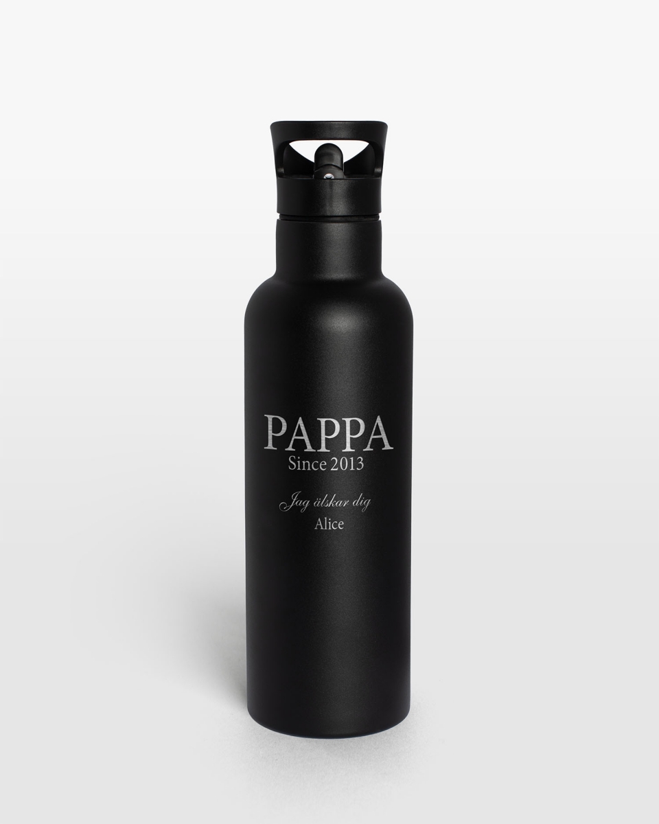 Water bottle Black Matte - Älskar dig