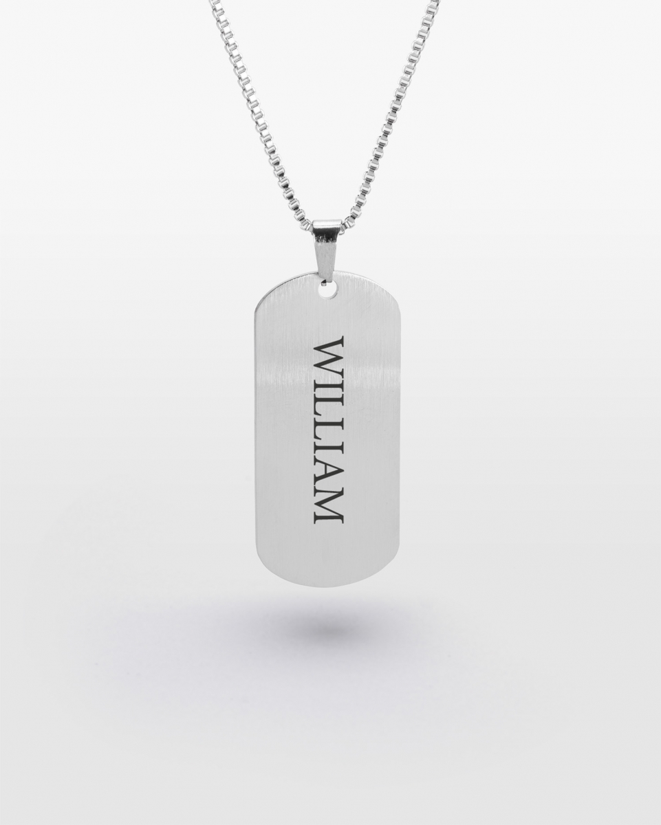Halsband med namn, Herr - Silver